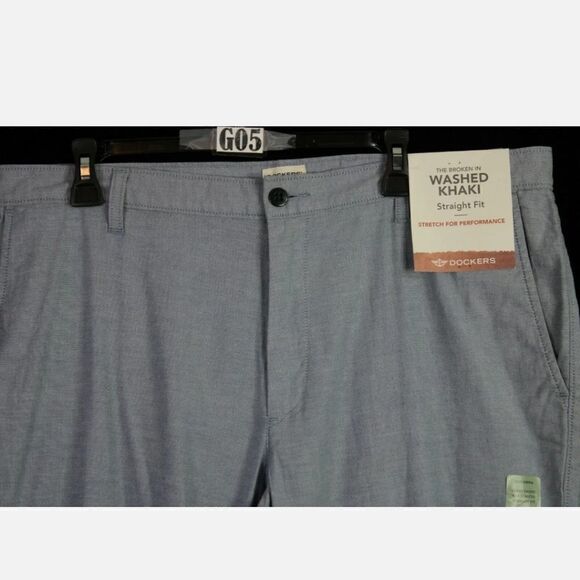 DOCKERS STRAIGHT FIT WASHED KHAKI STRETCH FOR PERFORMANCE 38/32 $58 NWT BLue - Picture 3 of 6